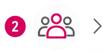 Icon mit drei Personen und Zahl 2, Teamgröße und Benutzergruppe Symbol