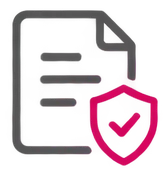Dokument mit rotem Sicherheitsschild und Schloss, Datenschutz Symbol