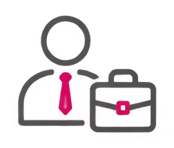 Icon einer Person mit Krawatte und Aktentasche, Business und Karriere